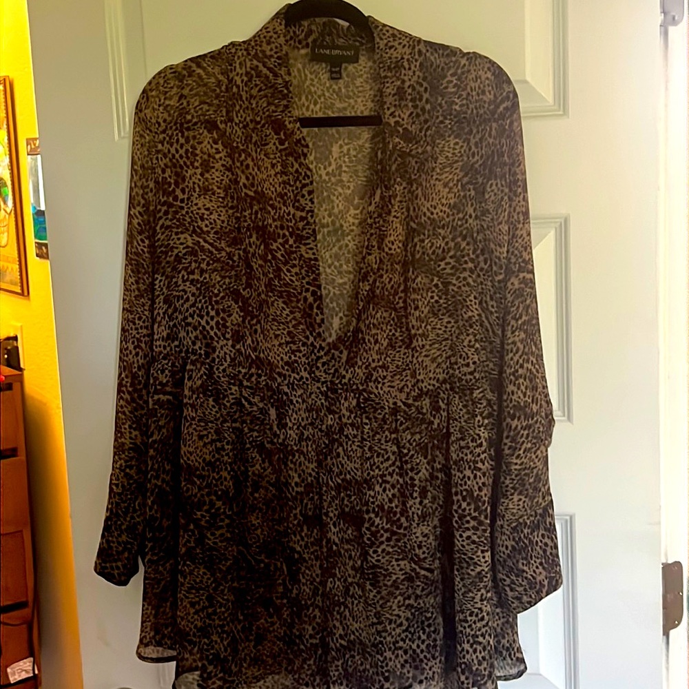 Chiffon leopard print tunic blouse